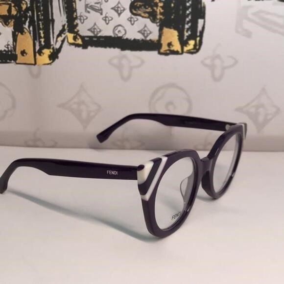 New Authentic Fendi FF0246 B3V Cat-Eye Eyeglass Frames – Purple & White","descri - Picture 7 of 11